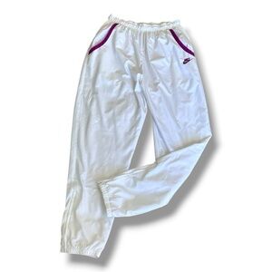 Women's Vintage 90s Y2K Nike Windbreaker Ripstop Track Pants White Purple Size L